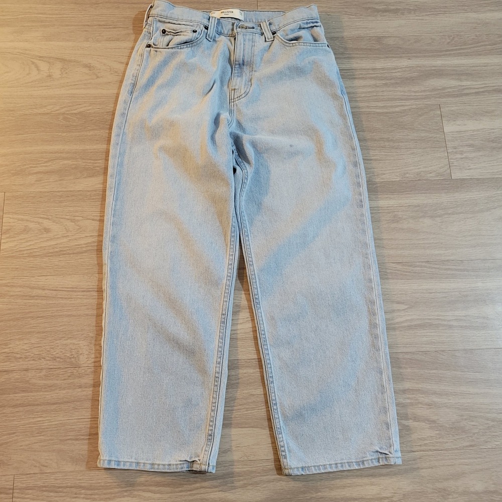 Hollister Baggy Fit Light Wash Denim Jeans Mens 30x30 Light Blue Wide Leg